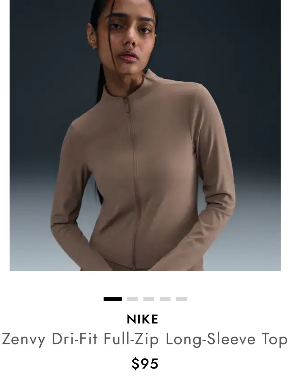 Nike Zenvy Full-Zip Long Sleeve Top - Taupe